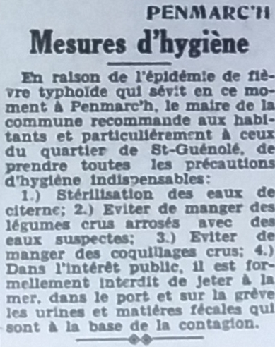Typhoïde, Tél 1950 07 12